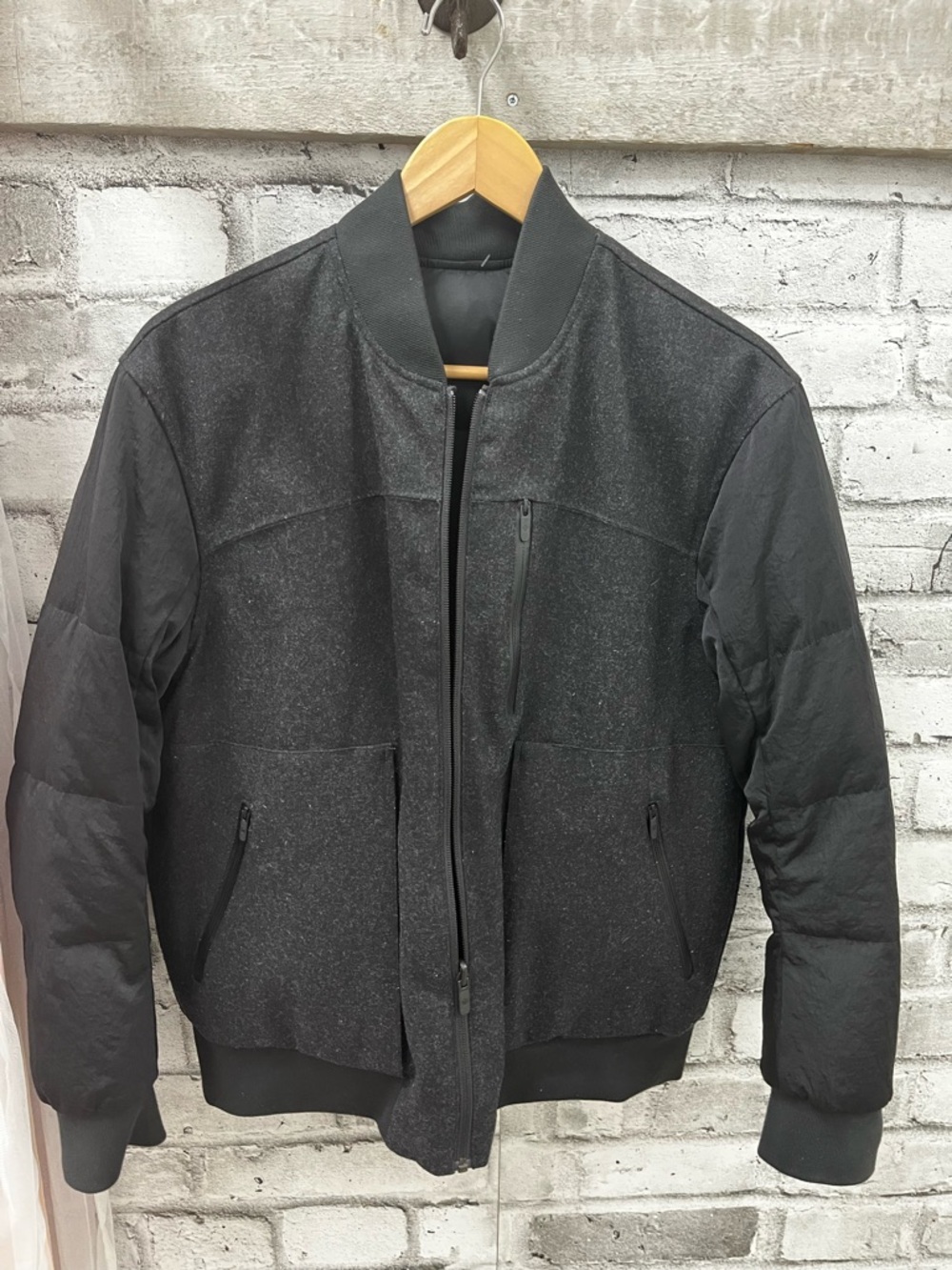 lululemon athletica Black Quilted-Sleeve Bomber Jacket